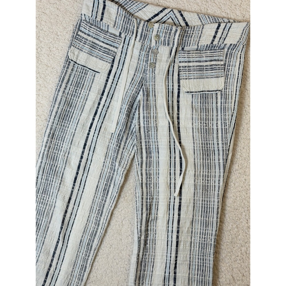 Sundance Gigi Pants Womens PS‎ Blue White Striped Cotton Drawstring Straight Leg